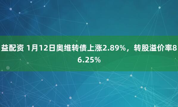 益配资 1月12日奥维转债上涨2.89%，转股溢价率86.25%
